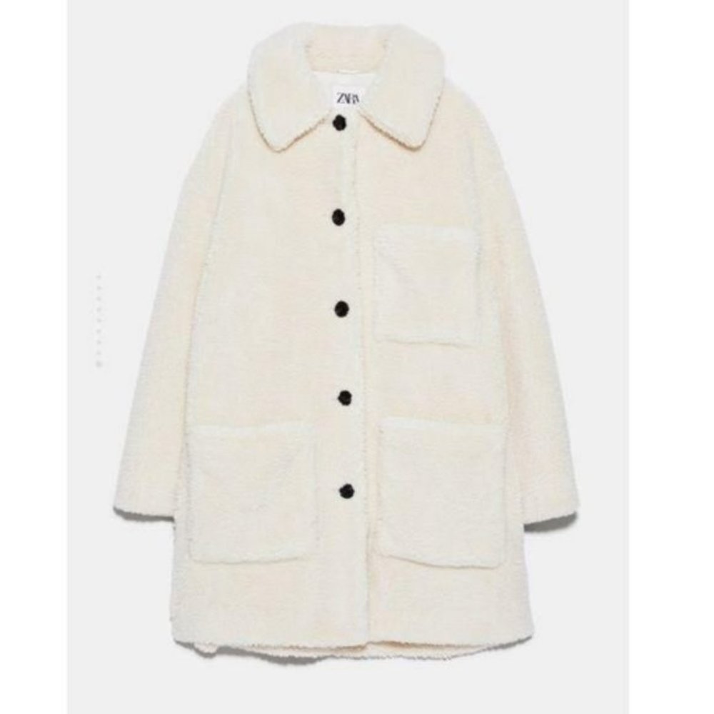Zara white teddy coat - Picture 2 of 5